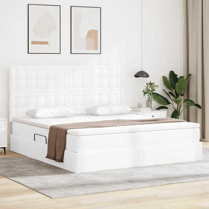 Letto con Contenitore Bianco Puro 180 x 200 cm Pelle Sintetica