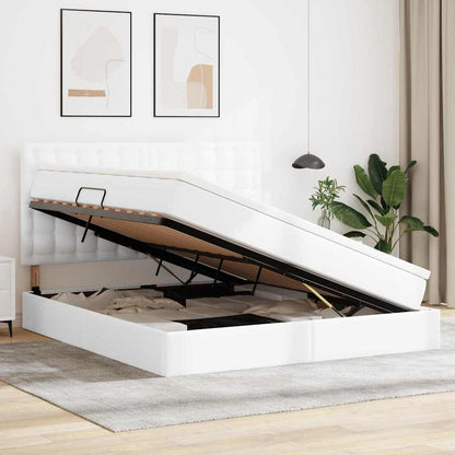 Letto con Contenitore Bianco Puro 180 x 200 cm Pelle Sintetica
