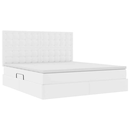 Letto con Contenitore Bianco Puro 180 x 200 cm Pelle Sintetica