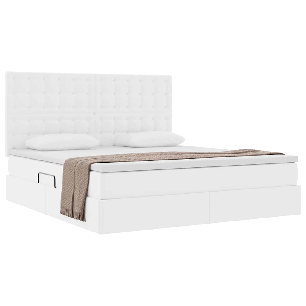 Letto con Contenitore Bianco Puro 180 x 200 cm Pelle Sintetica