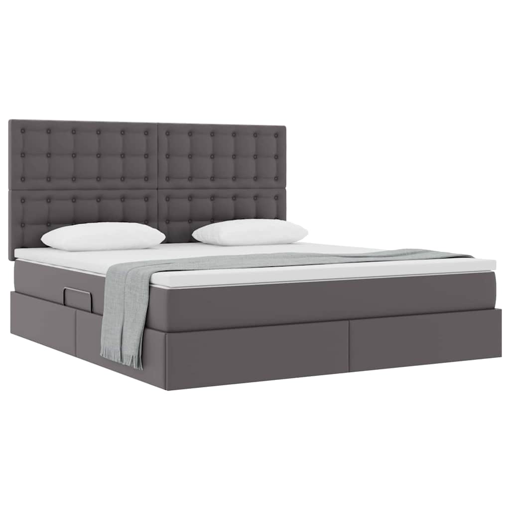 Letto con Contenitore Grigio 180 x 200 cm Pelle Sintetica | homemem39