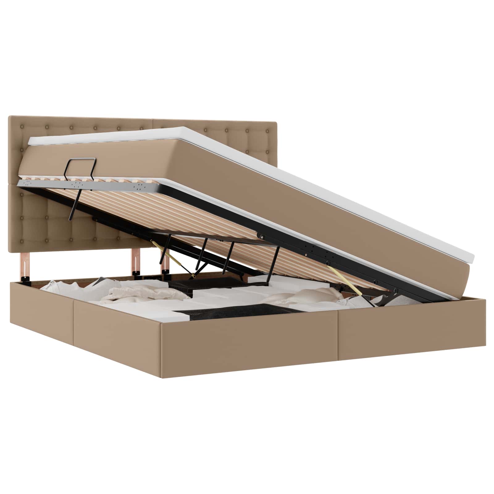 Letto con Contenitore Cappuccino 180 x 200 cm Pelle Sintetica | homemem39