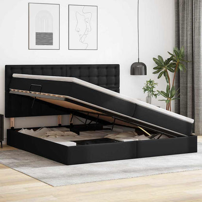 Letto con Contenitore Nero 200 x 200 cm Pelle Sintetica | homemem39