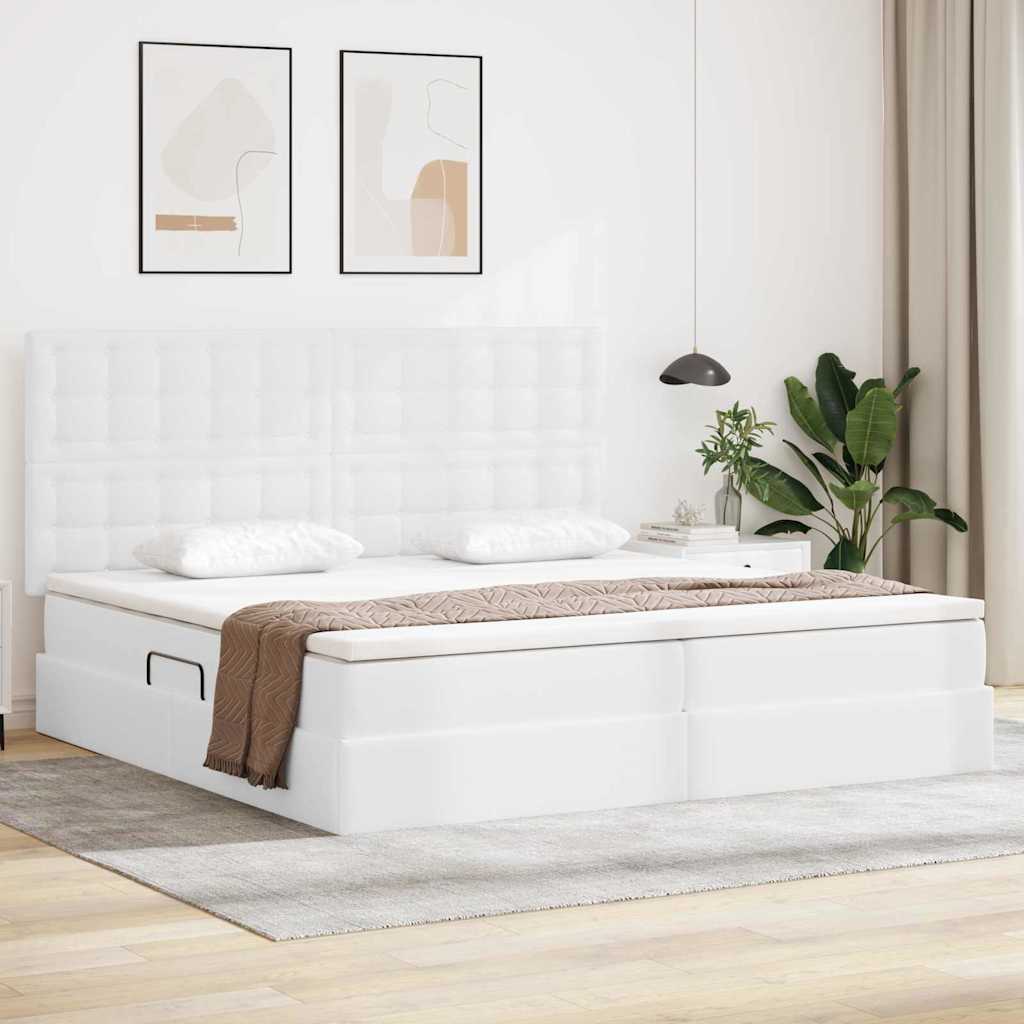 Letto con Contenitore Bianco Puro 200 x 200 cm Pelle Sintetica | homemem39