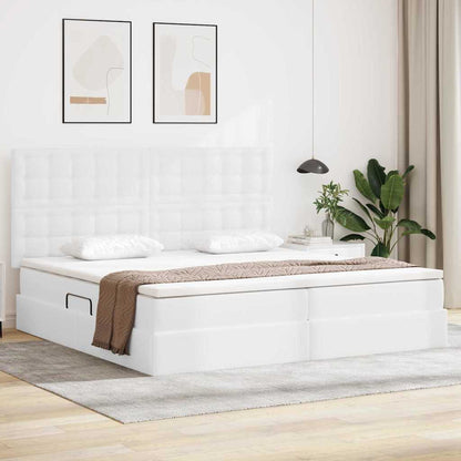 Letto con Contenitore Bianco Puro 200 x 200 cm Pelle Sintetica | homemem39