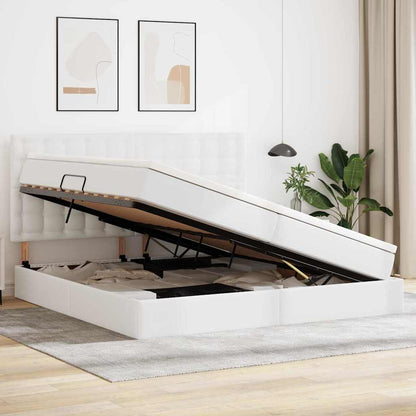 Letto con Contenitore Bianco Puro 200 x 200 cm Pelle Sintetica | homemem39