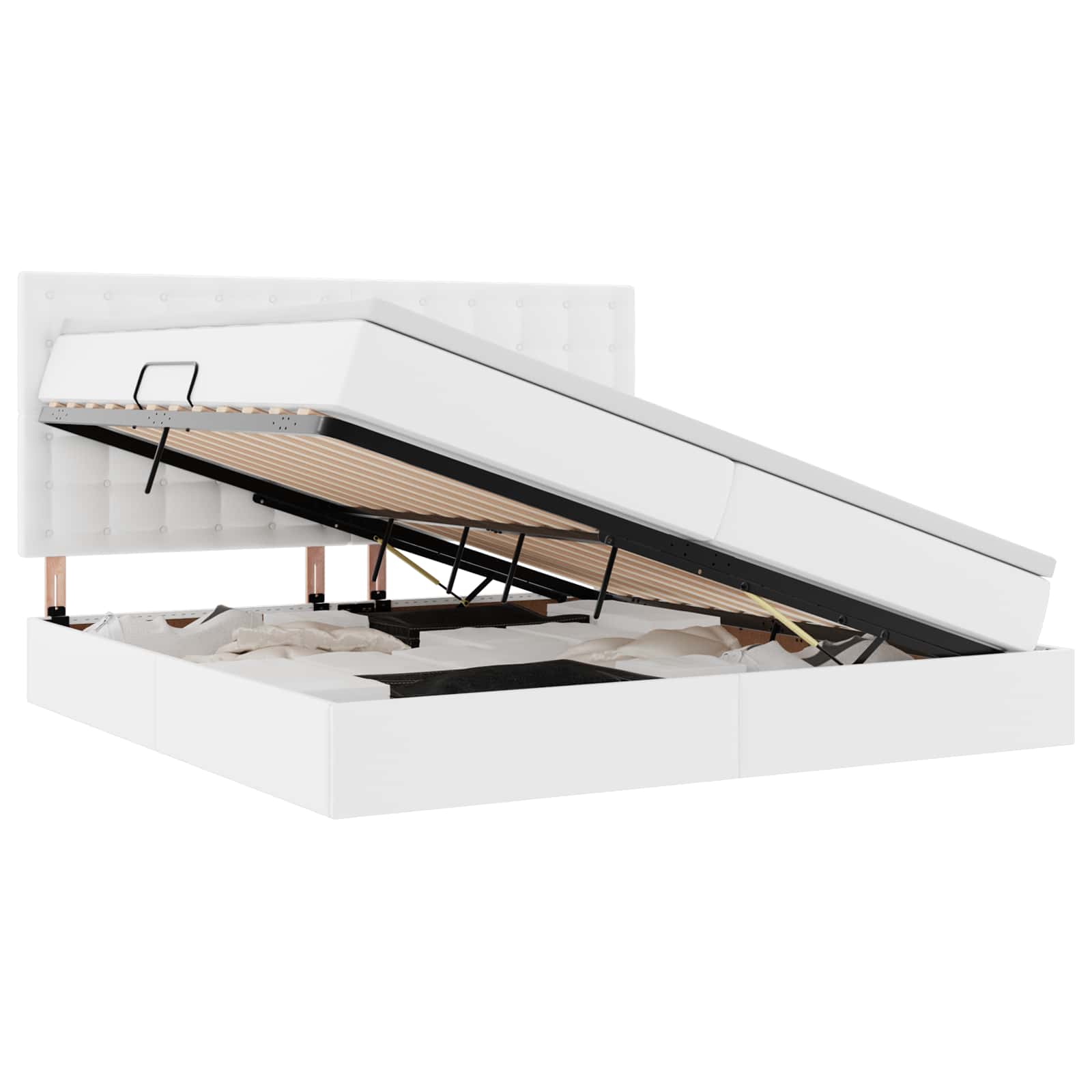 Letto con Contenitore Bianco Puro 200 x 200 cm Pelle Sintetica | homemem39