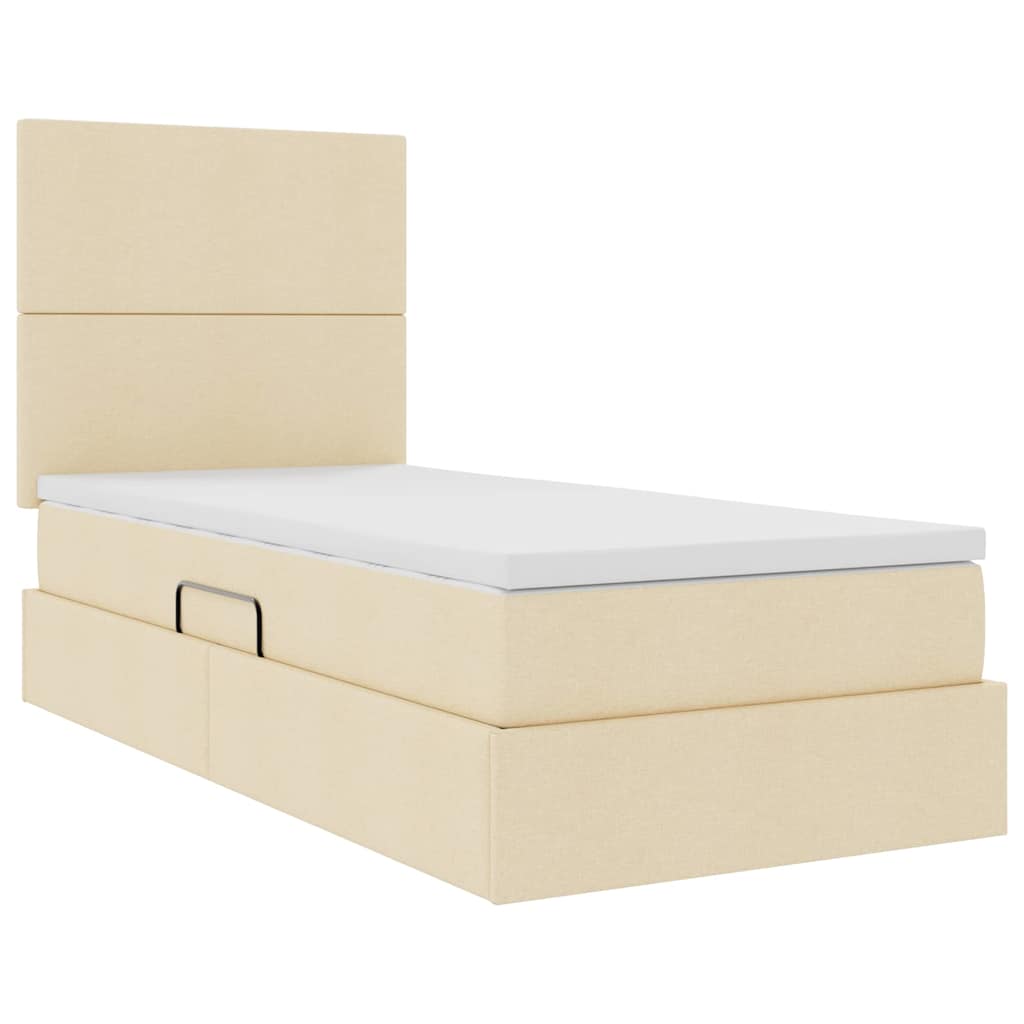 Letto con contenitore e materasso Crema 90 x 190 cm Tessuto | homemem39