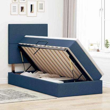 Letto con contenitore e materasso Blu 90 x 190 cm Tessuto | homemem39