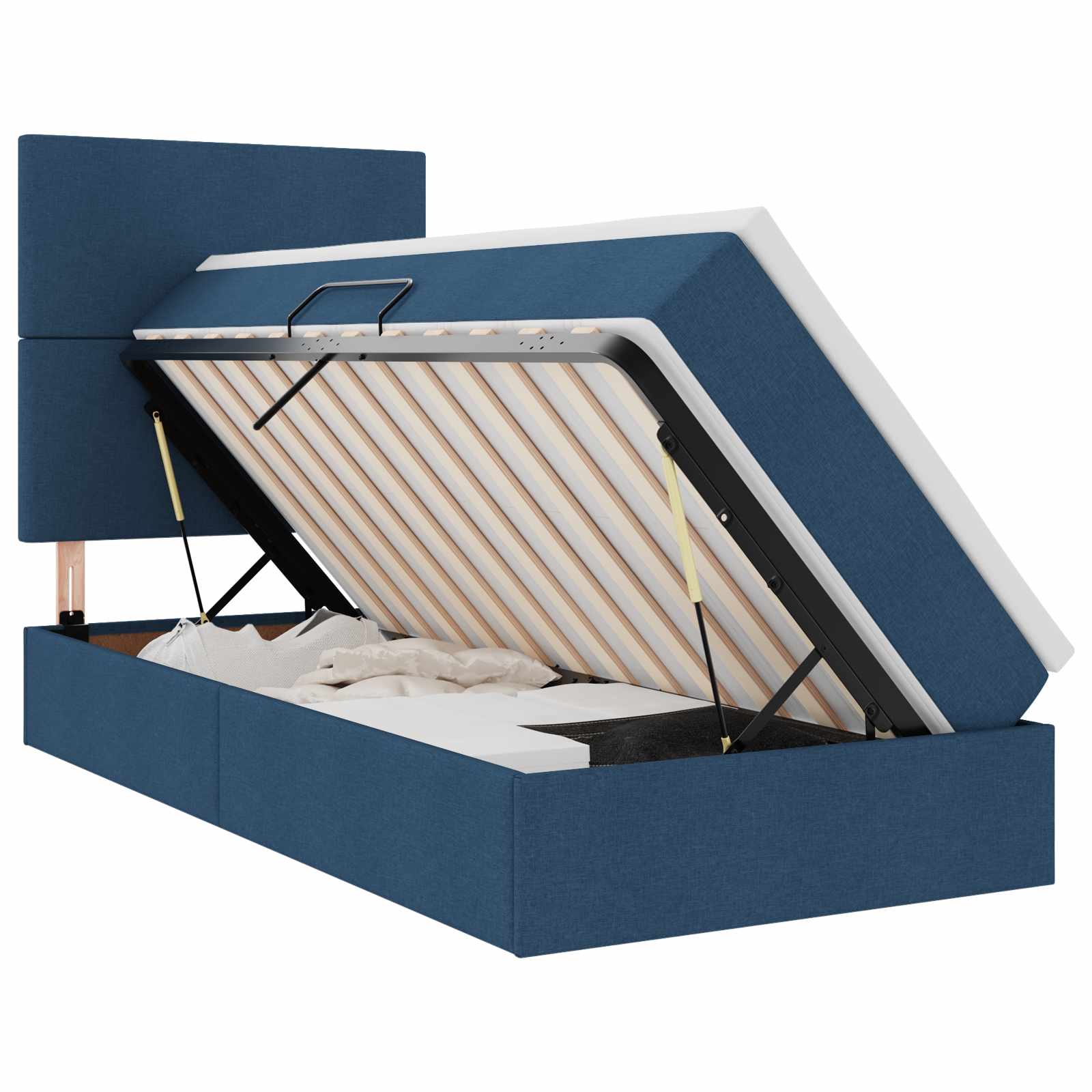 Letto con contenitore e materasso Blu 90 x 190 cm Tessuto | homemem39
