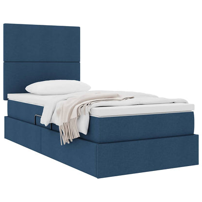 Letto con contenitore e materasso Blu 90 x 190 cm Tessuto | homemem39