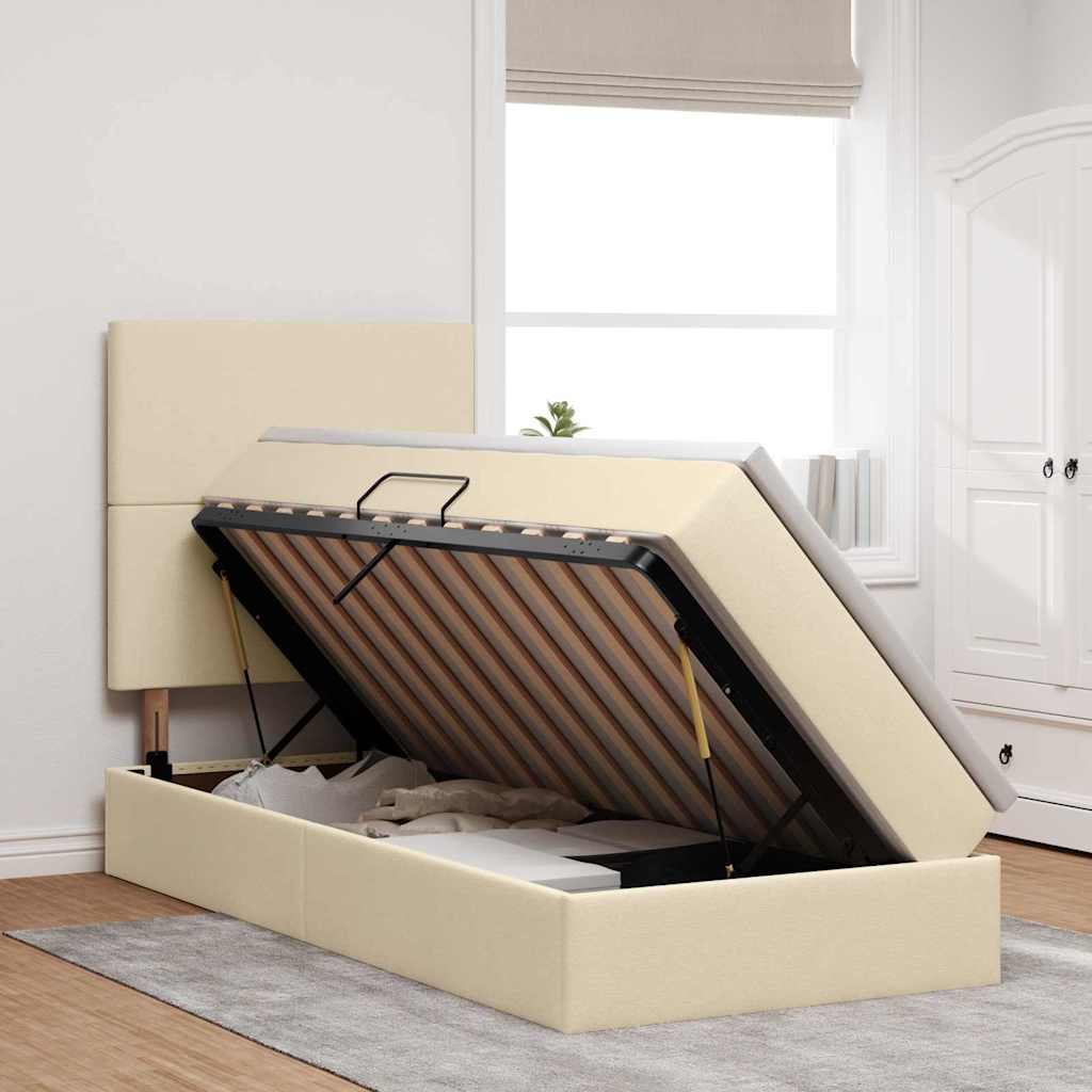 Letto con contenitore e materasso Crema 90 x 200 cm Tessuto | homemem39