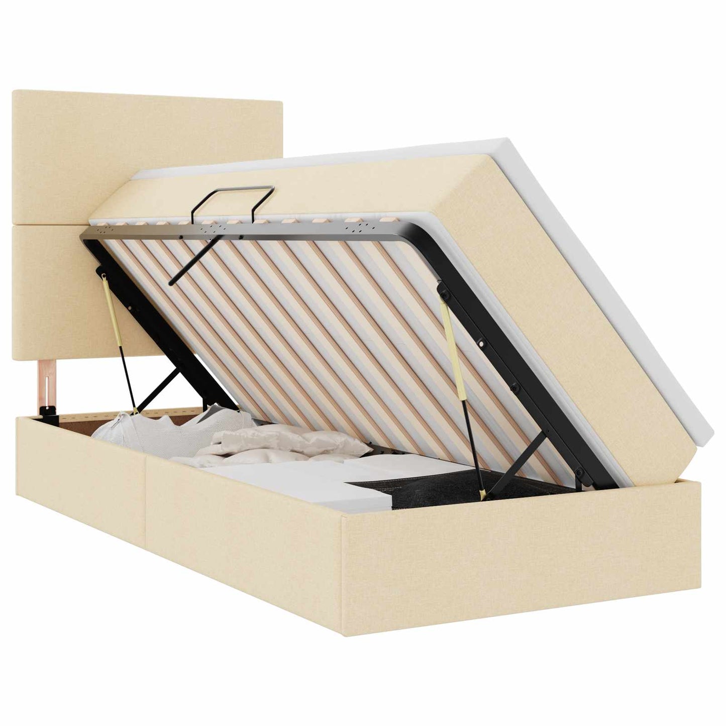 Letto con contenitore e materasso Crema 90 x 200 cm Tessuto | homemem39