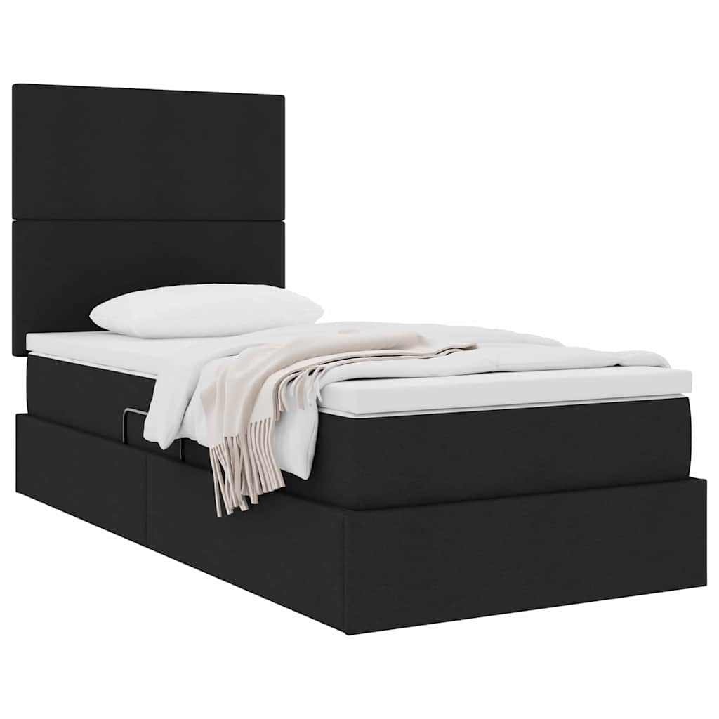 Letto con contenitore e materasso Nero 100 x 200 cm Tessuto | homemem39