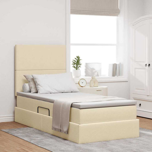Letto con contenitore e materasso Crema 100 x 200 cm Tessuto | homemem39