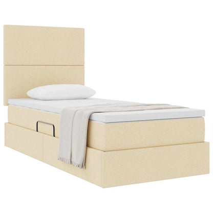 Letto con contenitore e materasso Crema 100 x 200 cm Tessuto | homemem39