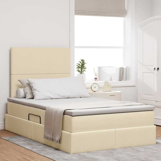 Letto con contenitore e materasso Crema 120 x 190 cm Tessuto | homemem39