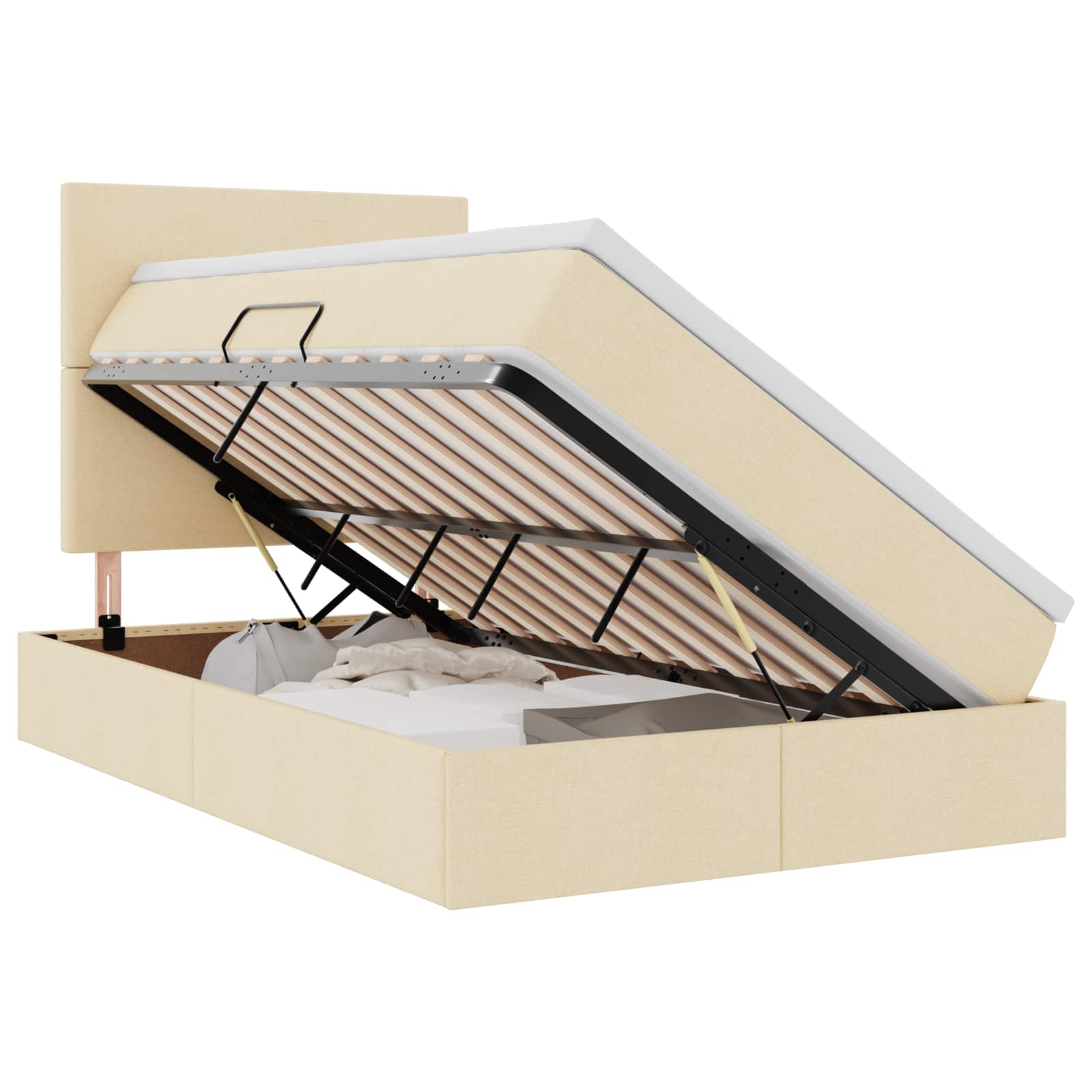 Letto con contenitore e materasso Crema 120 x 200 cm Tessuto | homemem39