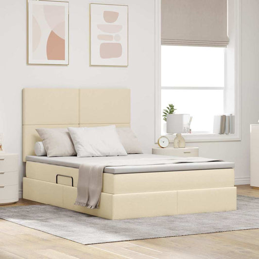 Letto con contenitore e materasso Crema 140 x 190 cm Tessuto | homemem39