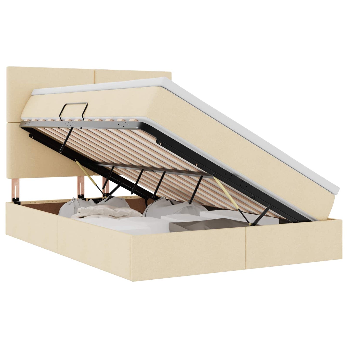 Letto con contenitore e materasso Crema 140 x 190 cm Tessuto | homemem39