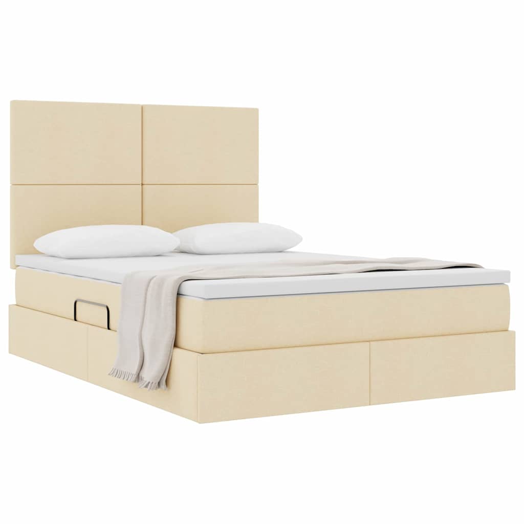 Letto con contenitore e materasso Crema 140 x 190 cm Tessuto | homemem39