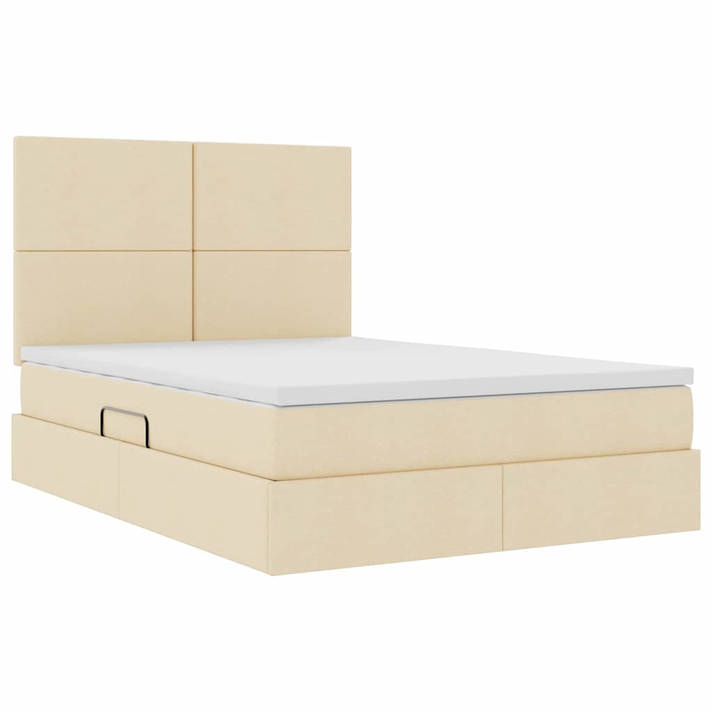 Letto con contenitore e materasso Crema 140 x 200 cm Tessuto | homemem39