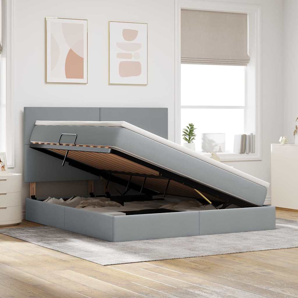 Letto con contenitore e materasso Grigio chiaro 160 x 200 cm | homemem39