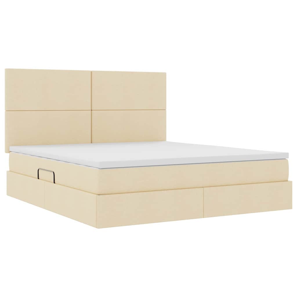 Letto con contenitore e materasso Crema 160 x 200 cm Tessuto | homemem39