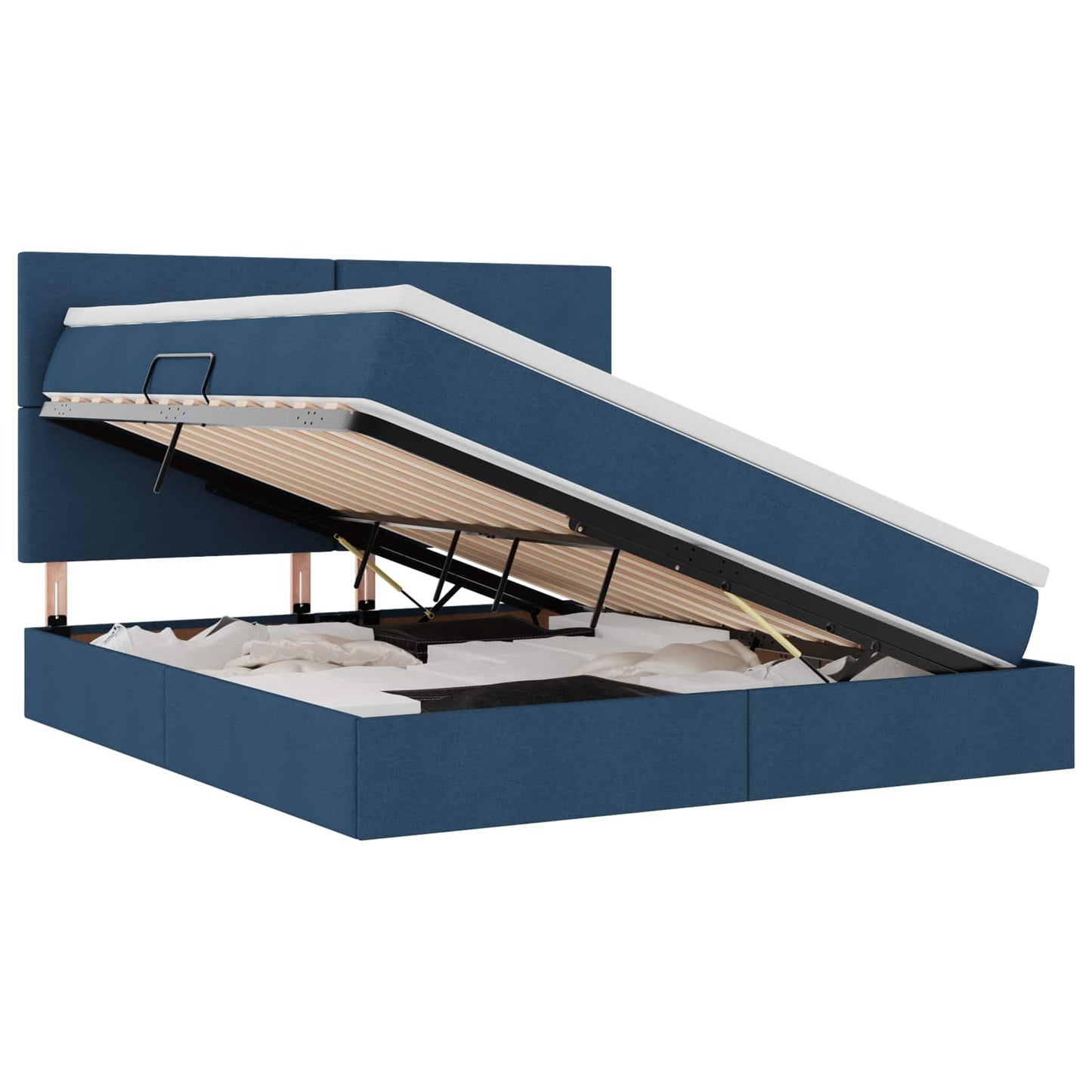 Letto con contenitore e materasso Blu 160 x 200 cm Tessuto | homemem39