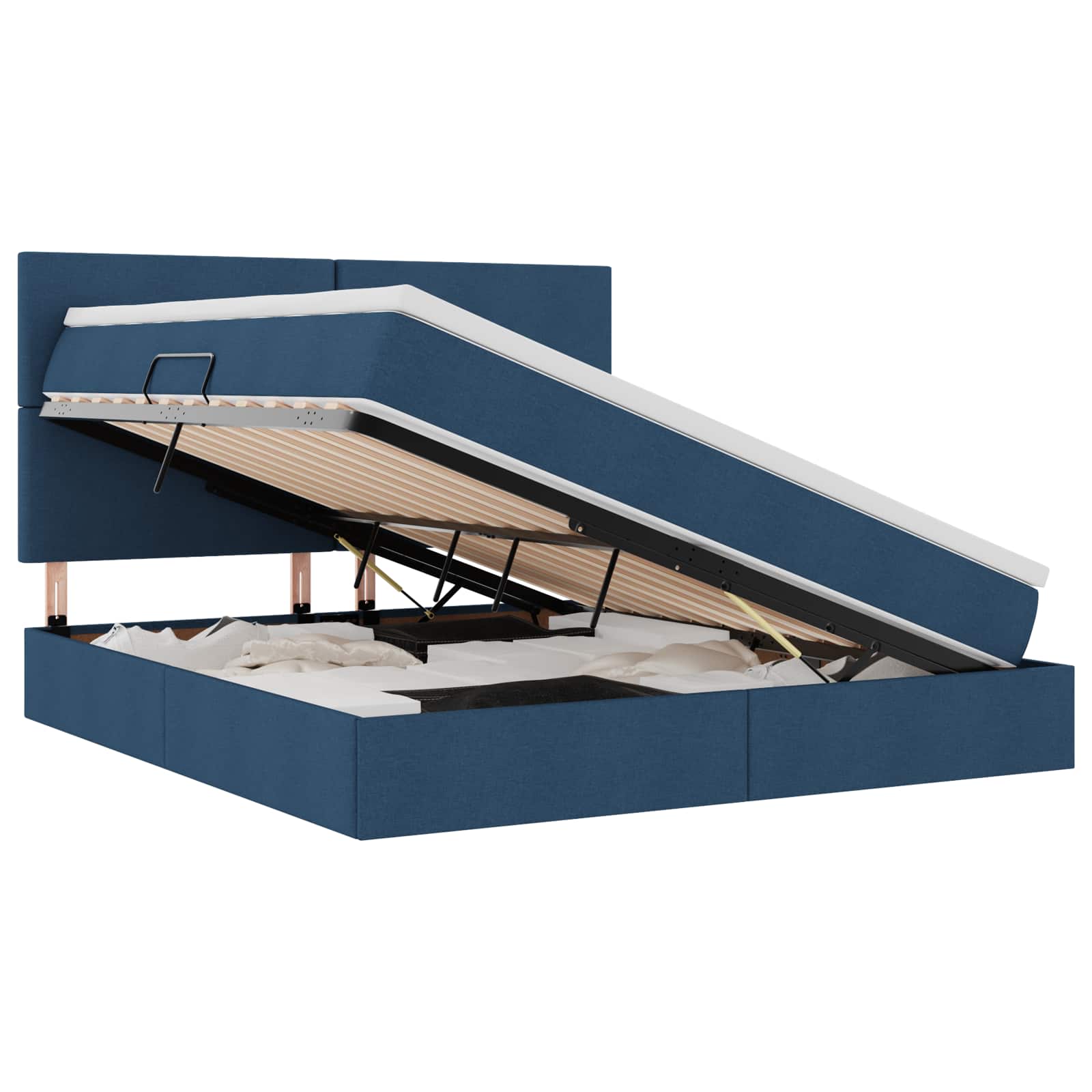 Letto con contenitore e materasso Blu 160 x 200 cm Tessuto | homemem39