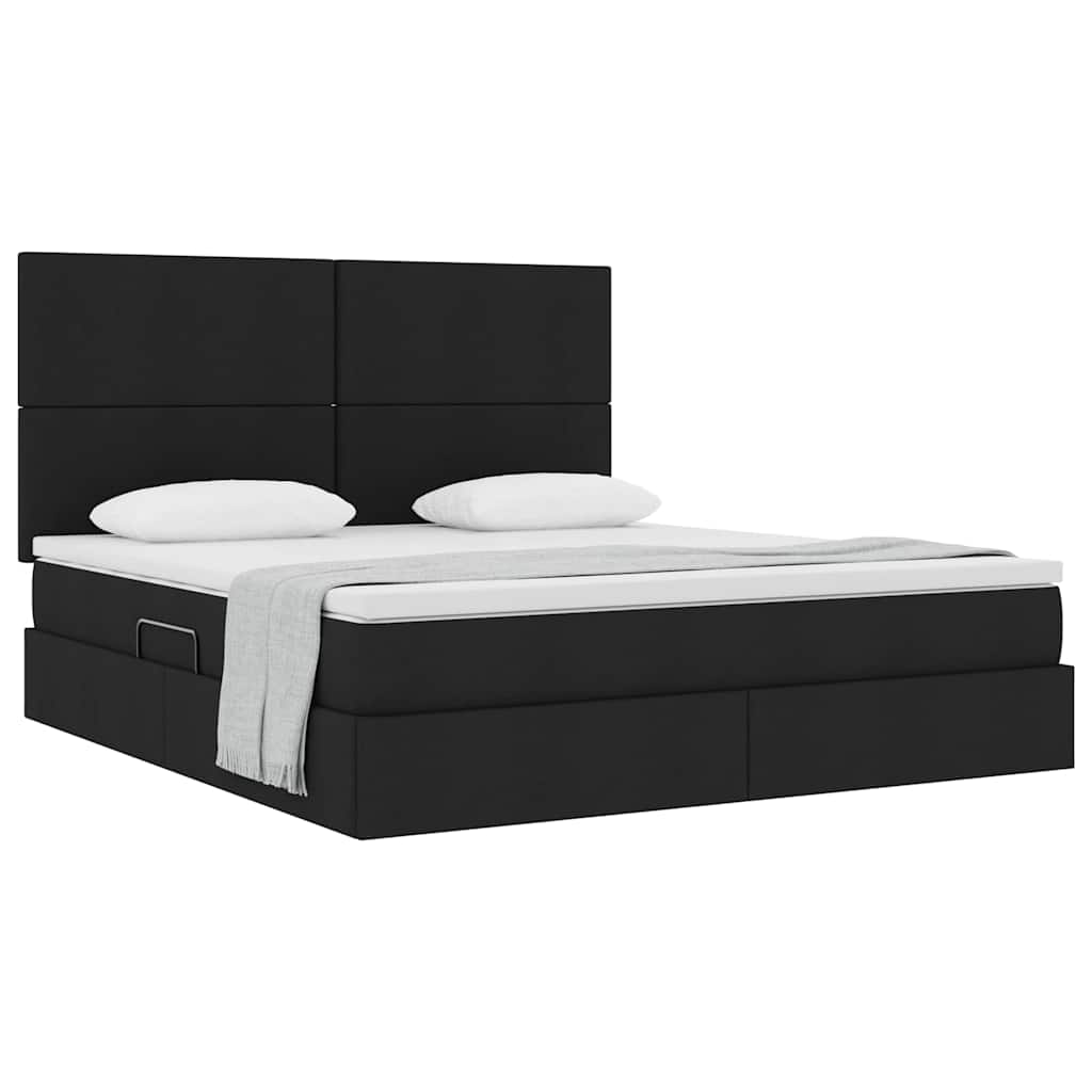 Letto con contenitore e materasso Nero 180 x 200 cm Poliestere