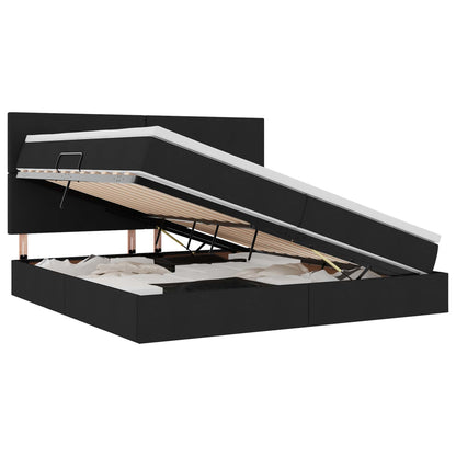 Letto con contenitore e materasso Nero 200 x 200 cm Tessuto | homemem39