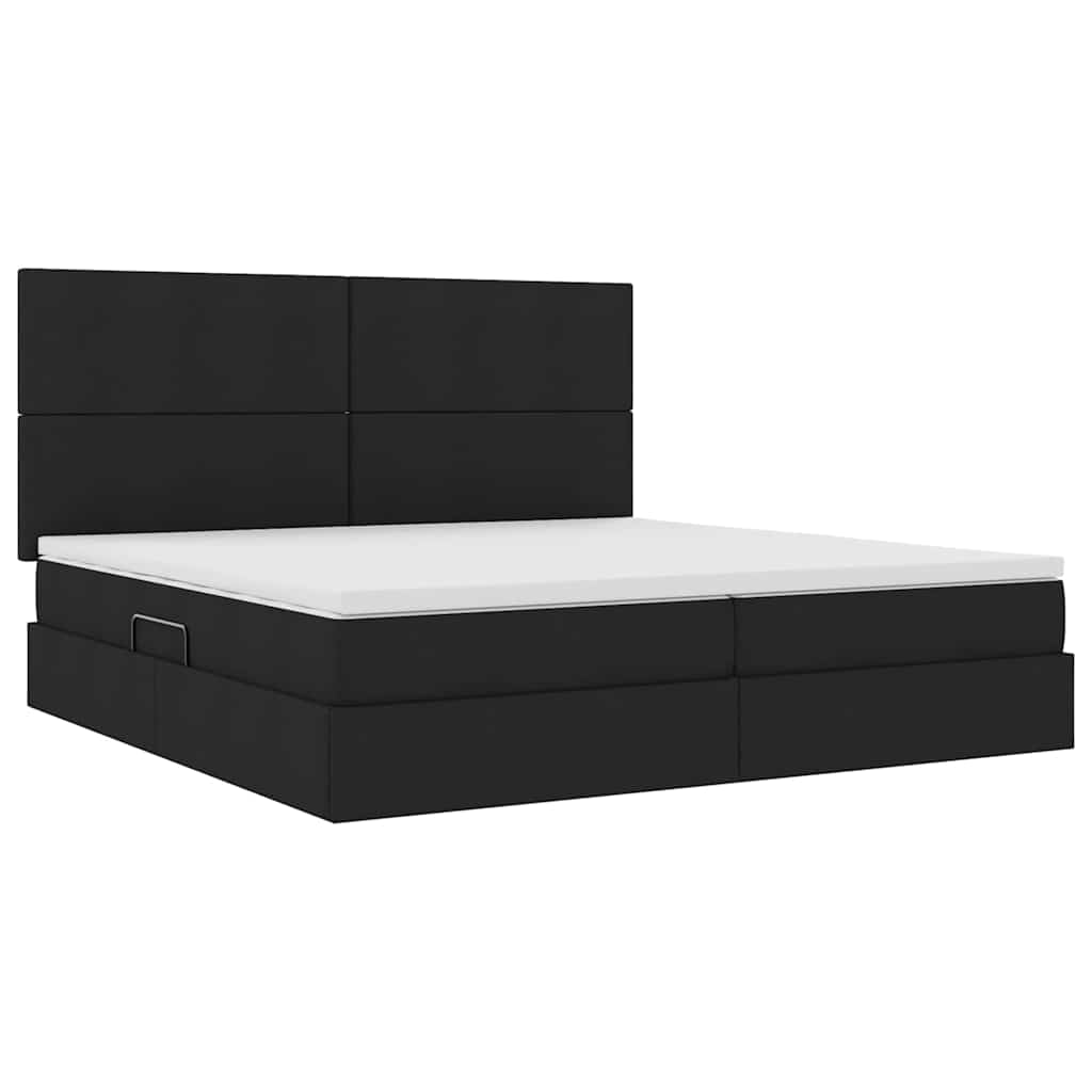 Letto con contenitore e materasso Nero 200 x 200 cm Tessuto | homemem39