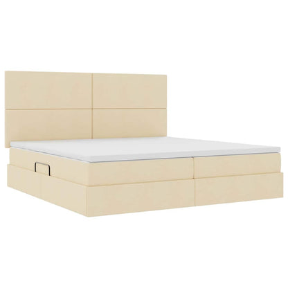 Letto con contenitore e materasso Crema 200 x 200 cm Tessuto | homemem39