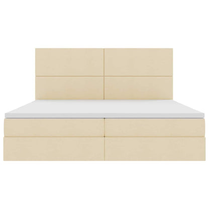 Letto con contenitore e materasso Crema 200 x 200 cm Tessuto | homemem39