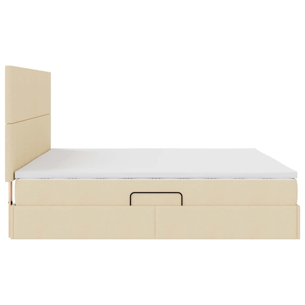 Letto con contenitore e materasso Crema 200 x 200 cm Tessuto | homemem39