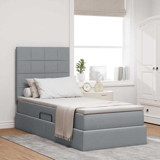 Letto con contenitore e materasso Grigio chiaro 90 x 190 cm | homemem39