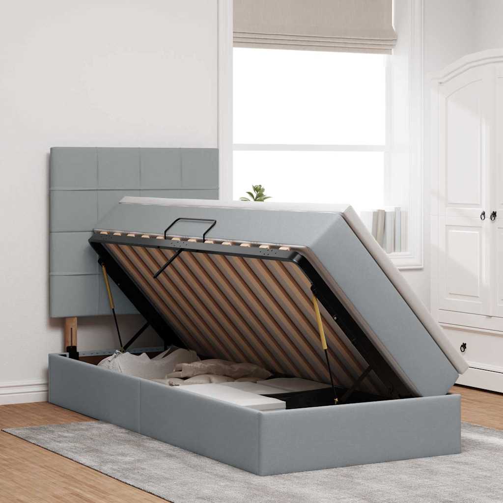 Letto con contenitore e materasso Grigio chiaro 90 x 190 cm | homemem39