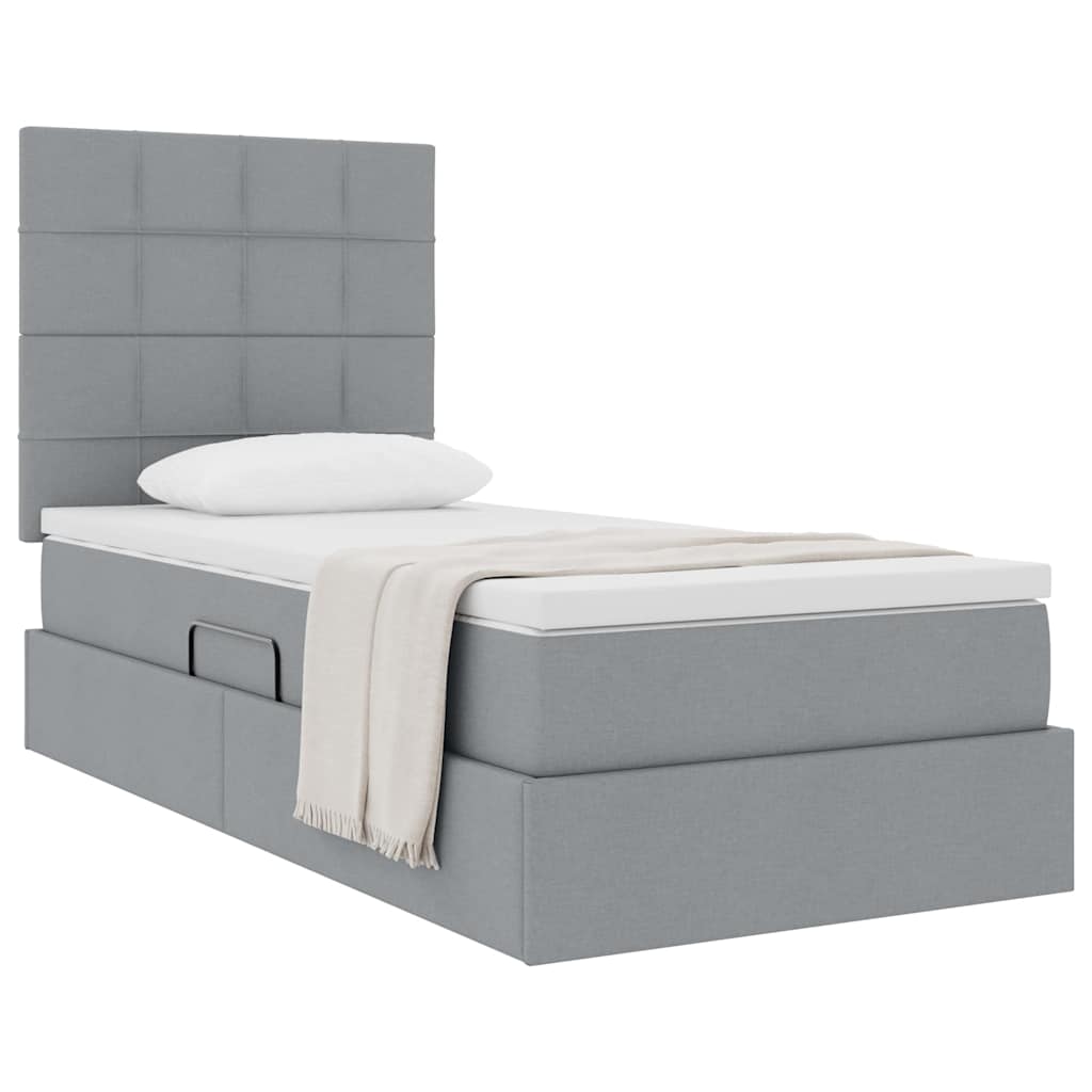 Letto con contenitore e materasso Grigio chiaro 90 x 190 cm | homemem39