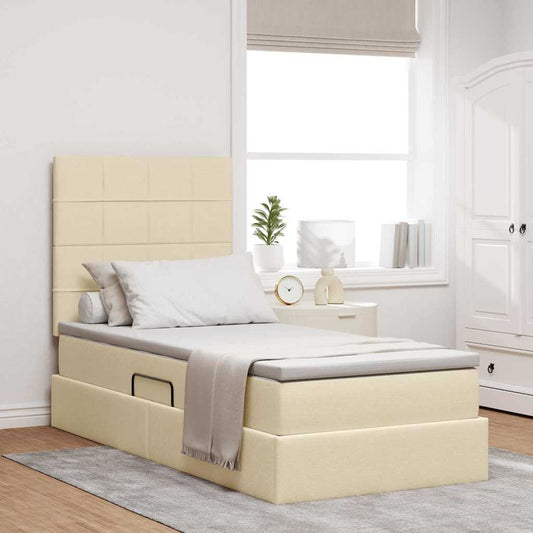 Letto con contenitore e materasso Crema 90 x 200 cm Tessuto | homemem39