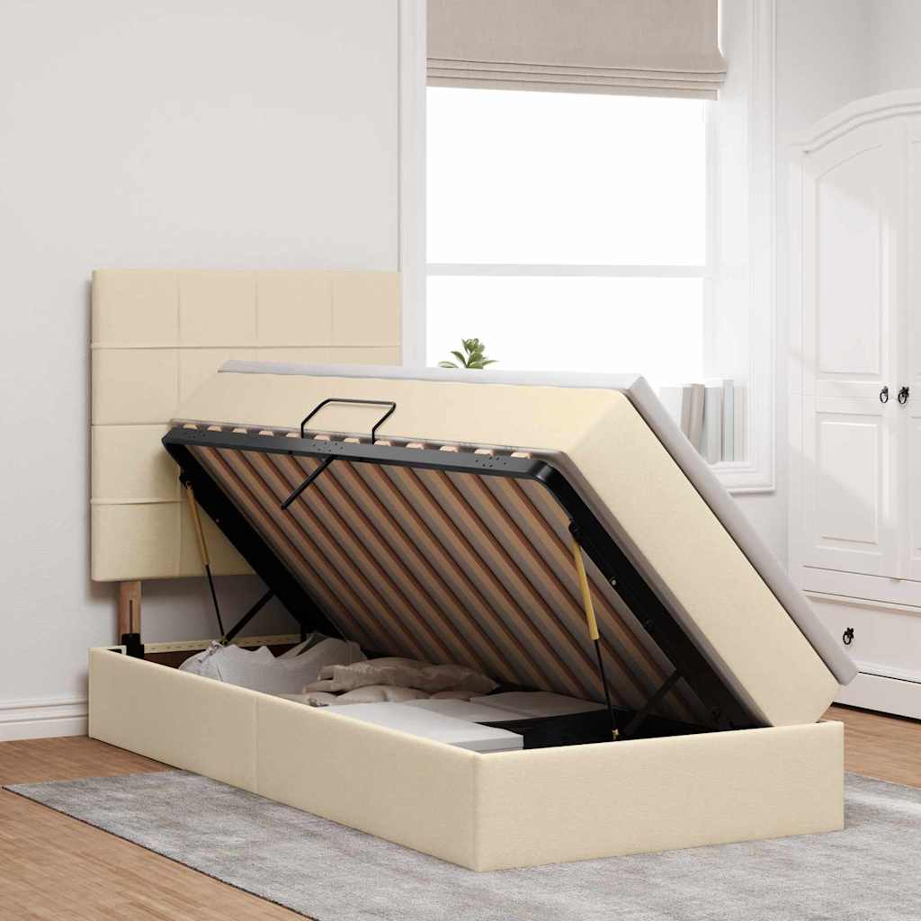 Letto con contenitore e materasso Crema 90 x 200 cm Tessuto | homemem39