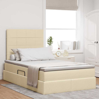 Letto con contenitore e materasso Crema 120 x 190 cm Tessuto | homemem39