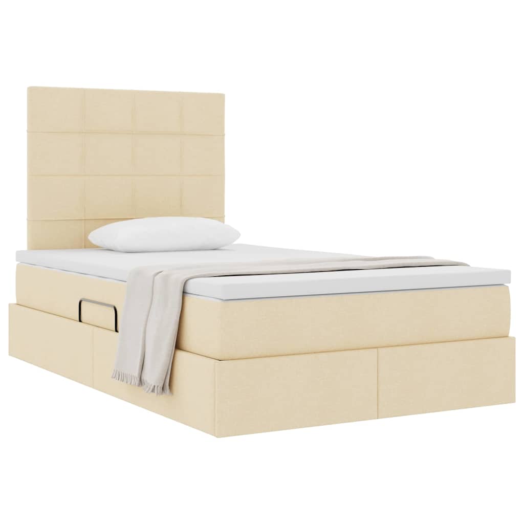 Letto con contenitore e materasso Crema 120 x 190 cm Tessuto | homemem39