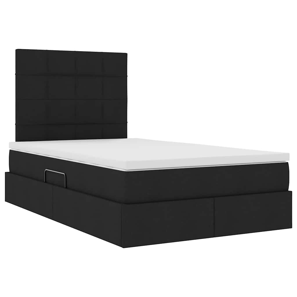 Letto con contenitore e materasso Nero 120 x 200 cm Tessuto | homemem39