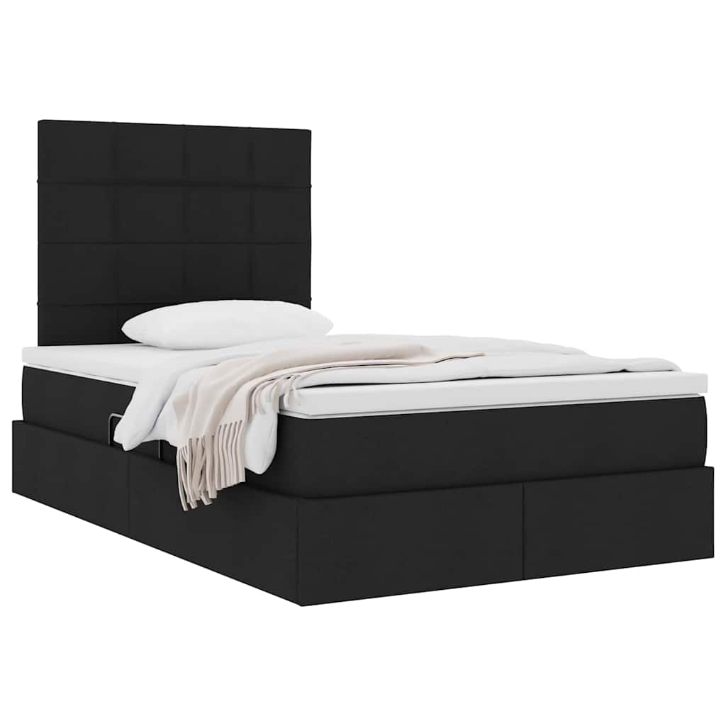 Letto con contenitore e materasso Nero 120 x 200 cm Tessuto | homemem39
