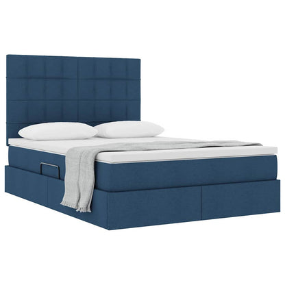 Letto con contenitore e materasso Blu 140 x 190 cm Tessuto | homemem39