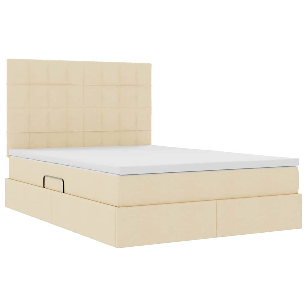 Letto con contenitore e materasso Crema 140 x 200 cm Tessuto | homemem39