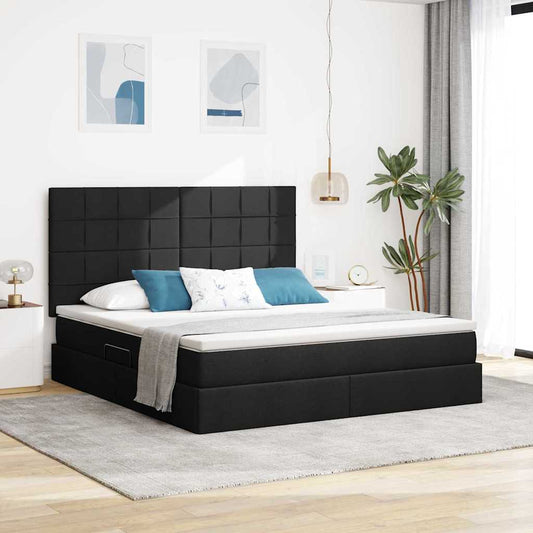 Letto con contenitore e materasso Nero 160 x 200 cm Tessuto | homemem39