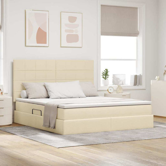 Letto con contenitore e materasso Crema 160 x 200 cm Tessuto | homemem39