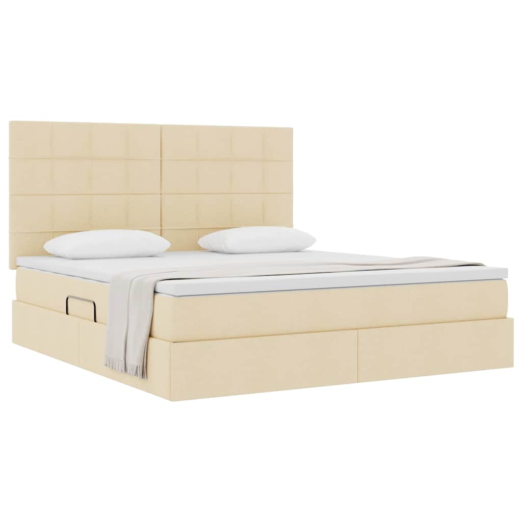 Letto con contenitore e materasso Crema 160 x 200 cm Tessuto | homemem39
